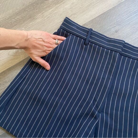 Abercrombie & Fitch High Rise Shorts Navy Stripe Large Preppy - Picture 5 of 10